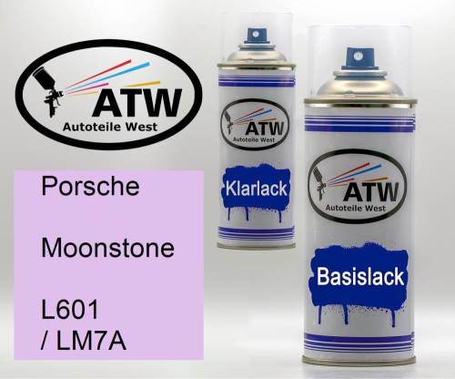 Porsche, Moonstone, L601 / LM7A: 400ml Sprühdose + 400ml Klarlack - Set, von ATW Autoteile West.